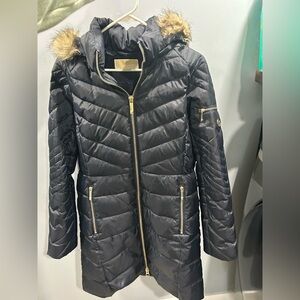 Michael Kors Quilted Coat with Fur Hood